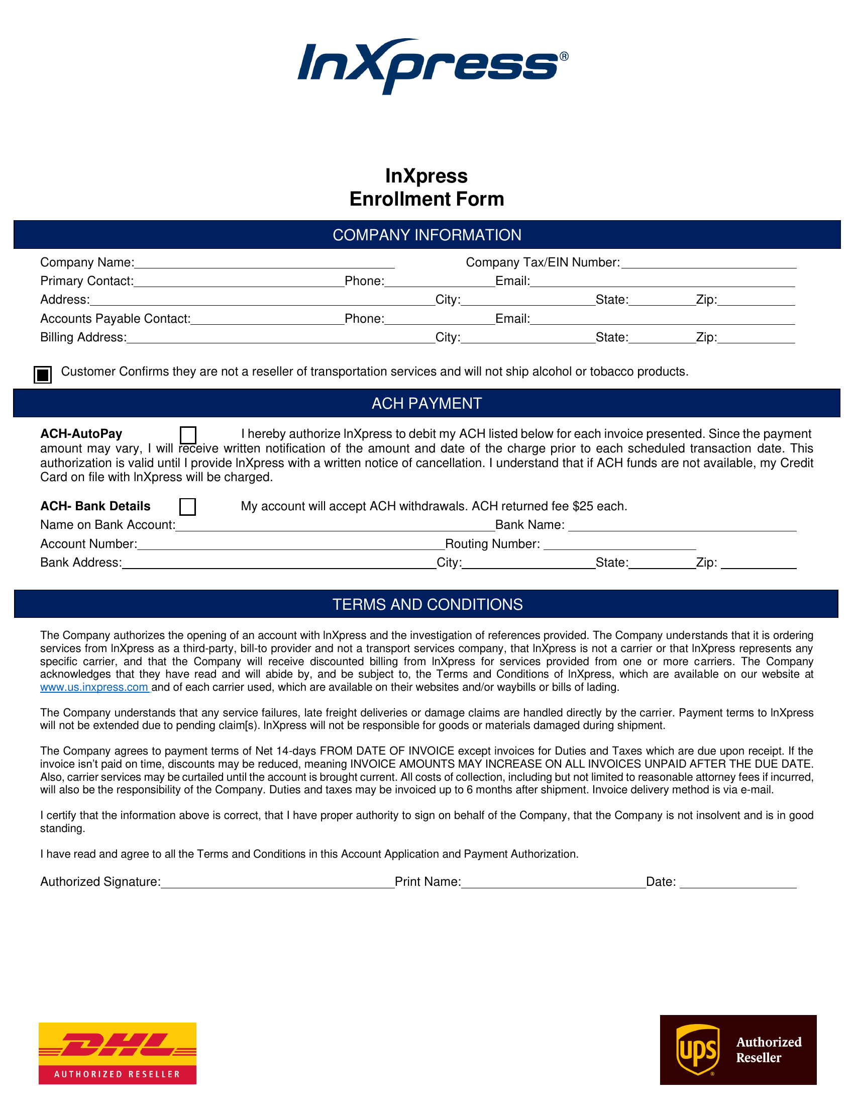 InXpress Enrollment Form